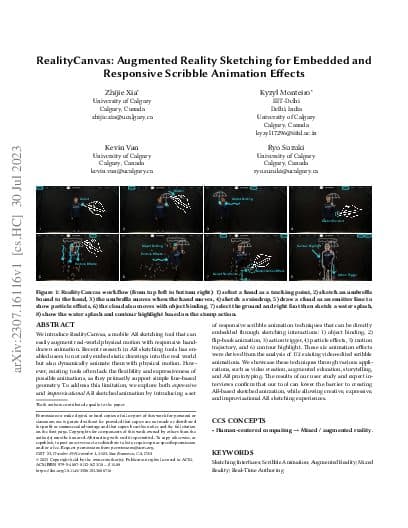 First page of RealityCanvas: Augmented Reality Sketching for Embedded and Responsive Scribble Animation Effects
